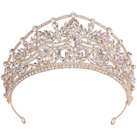 Barokowa tiara, diadem ślubny, korona złota z cyrkoniami