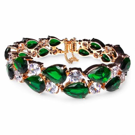 Bransoletka ślubna, kamienie szmaragd crystal różowe złoto,  rose gold AMAR