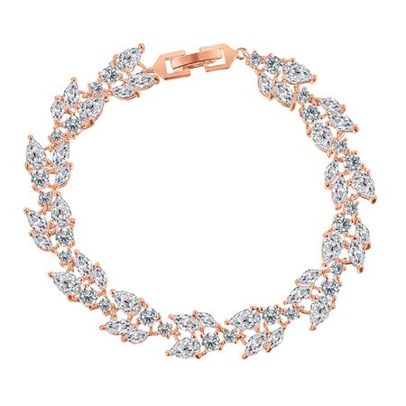 Bransoletka ślubna, różowe złoto, rose gold DUERO z cyrkoniami elegancka biżuteria panna młoda