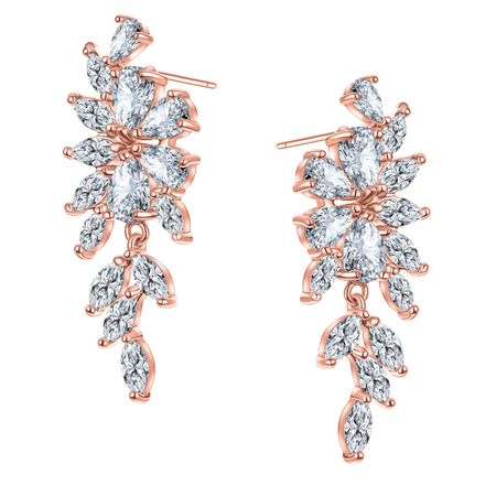 Kolczyki ślubne, różowe złoto -  rose gold LEVA