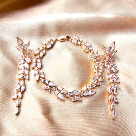 Zestaw biżuterii ślubnej DUERO, komplet różowe złoto, rose gold