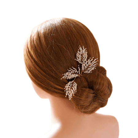 Eleganckie Złote Kokówki Ślubne w Stylu Boho z Białymi Koralikami, 2 sztuki