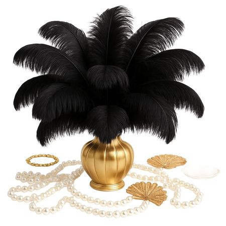 Luxury Dekoracyjne Czarne Strusie Pióra pióro 30-35 cm | Wesele, Gatsby