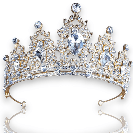 Złota tiara ślubna z cyrkoniami, Diadem ślubny