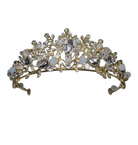 Tiara, diadem, korona złota z cyrkoniami