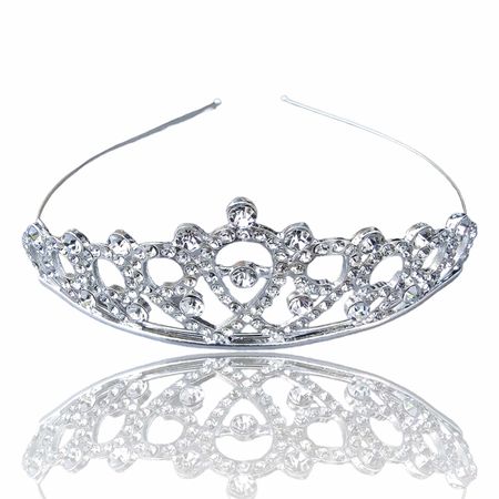 Elegancki diadem ślubny, srebrny z cyrkoniami