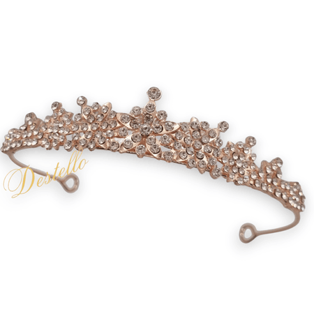 Tiara, diadem, korona różowe złoto z cyrkoniami ślub, studniówka, rose gold
