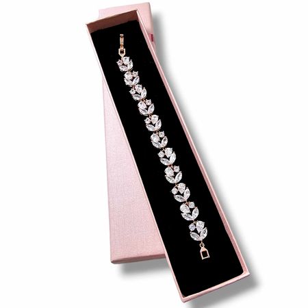 Bransoletka ślubna różowe złoto z cyrkonią sześcienną, rose gold ELIANA