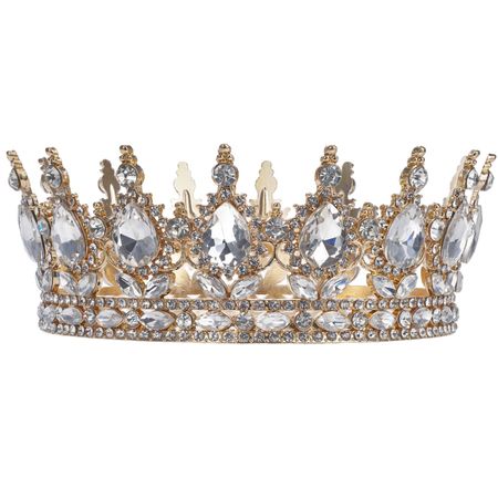 Tiara ślubna, diadem ślubny, korona królewska w kolorze złota z cyrkoniami