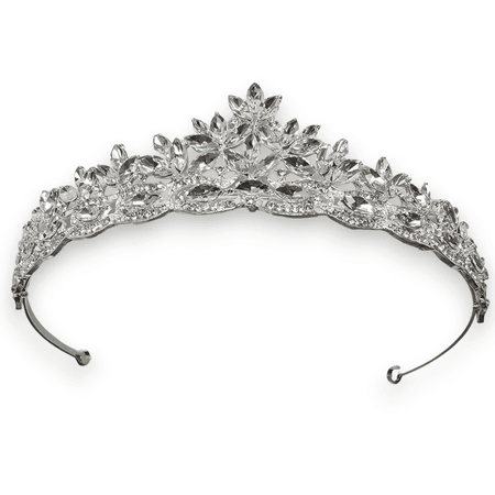 Tiara, diadem ślubny, korona srebrna z cyrkoniami