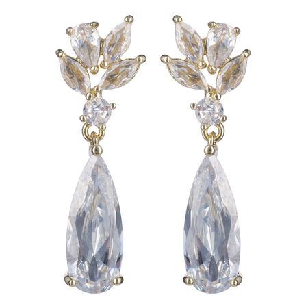 Złote kolczyki ślubne glamour z cyrkonią sześcienną, LAGRIMA