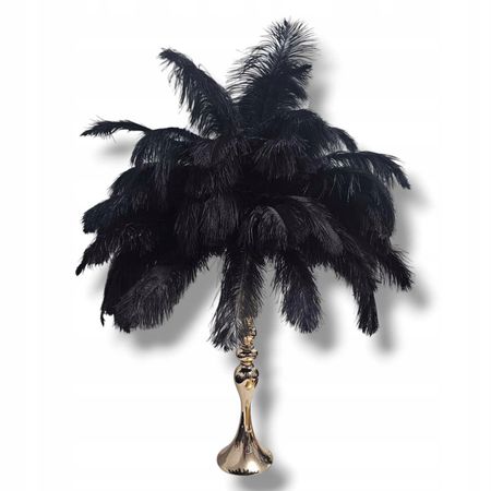 Luxury Dekoracyjne Czarne Strusie Pióra pióro 45-50cm | Wesele, Gatsby