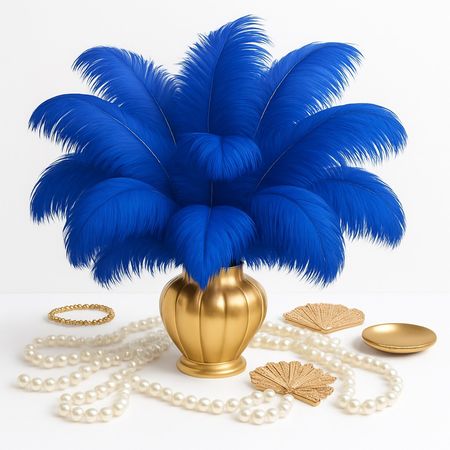 Strusie Pióra pióro 55-60 cm, chabrowe, niebieskie - Wesele, Gatsby