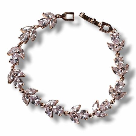 Bransoletka ślubna z cyrkonią sześcienną, ADORA, różowe złoto, rose gold