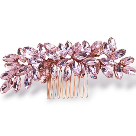 Grzebyk ślubny różowe złoto, różowe cyrkonie, glamour,  rose gold