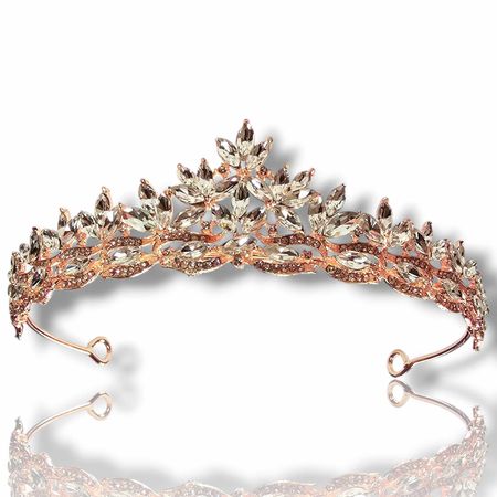 Diadem Ślubny różowe złoto, tiara, korona z cyrkoniami