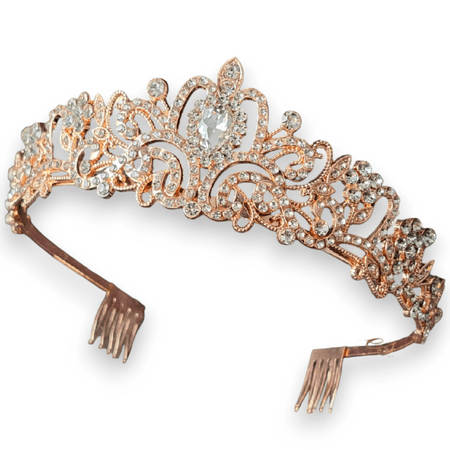 Diadem, korona, tiara ślub, studniówka, sylwester, różowe złoto,  rose gold