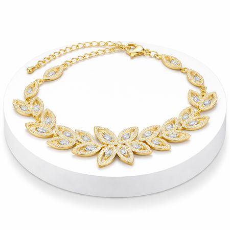 Luksusowa złota bransoletka ślubna ESTRELLA z cyrkoniami – elegancka biżuteria glamour