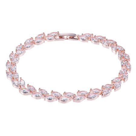 Bransoletka ślubna z cyrkonią sześcienną - różowe złoto,  rose gold CANDE