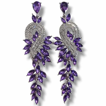 Srebrne Kolczyki Ślubne z Ametystowymi Cyrkoniami LOTO