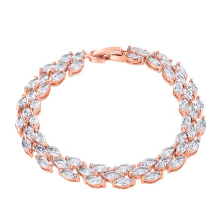 Bransoletka ślubna z cyrkonią sześcienną, MANOLA, różowe złoto. rose gold