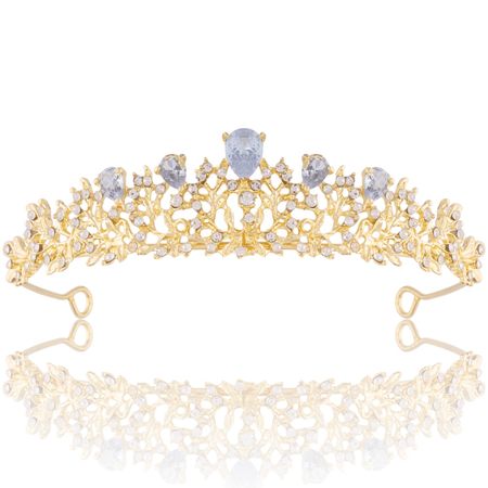 Tiara Ślubna z Cyrkoniami złota,  diadem na bal, studniówkę, korona