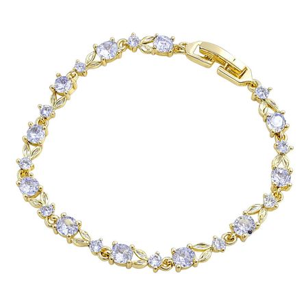 Złota bransoletka ślubna z cyrkonią sześcienną, regulowana, LAGRIMA