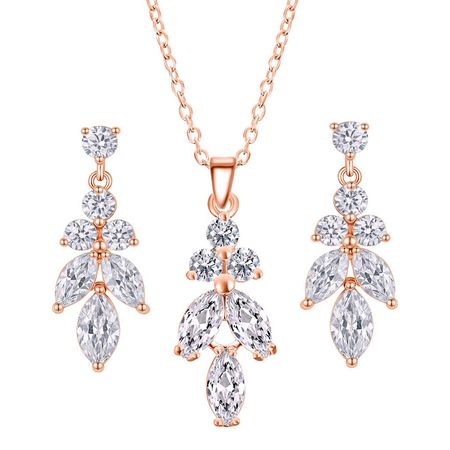 Komplet ślubny rose gold z cyrkonią • biżuteria różowe złoto ALBA